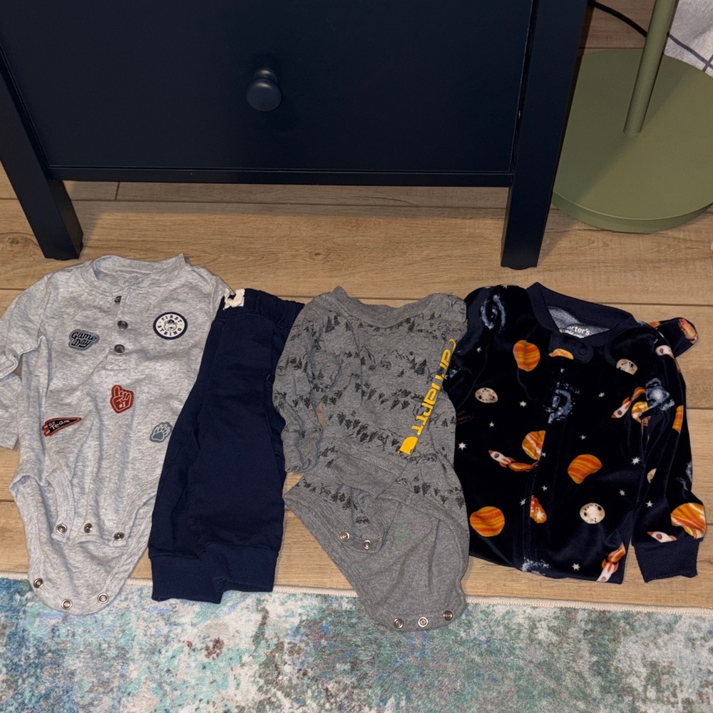 Carter's Baby Boys Navy Gray and Black Space & Graphic Matching Set